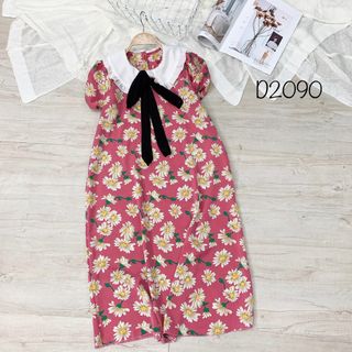 Đầm suông cổ sen bèo hoa cúc