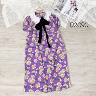 Đầm suông cổ sen bèo hoa cúc