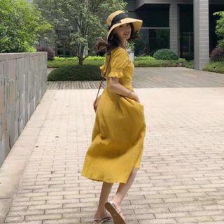 Váy cổ vuông dáng dài cho nữ ( MÃ 21)