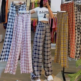 Hottend quần kẻ karo ống rộng siêu chảnh