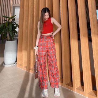 Hottend quần kẻ karo ống rộng siêu chảnh