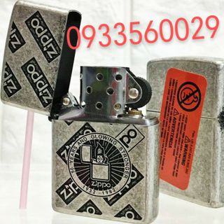 Zippo bạc khắc 3 mặt tem đỏ