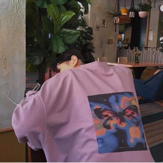 Áo sweat in con bướm