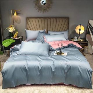 BỘ CHĂN GA GỐI LỤA SUMOI PHỐI MÀU 4 MÓN