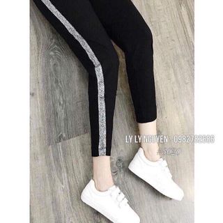 QUẦN BAGGY 1 SỌC KIM TUYẾN/SỌC TRẮNG TO CHẤT COTTON NĂNG ĐỘNG