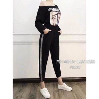 QUẦN BAGGY 1 SỌC KIM TUYẾN/SỌC TRẮNG TO CHẤT COTTON NĂNG ĐỘNG