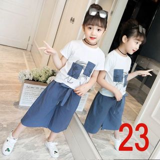 Bộ  áo thun quần lửng ống rộng cho bé