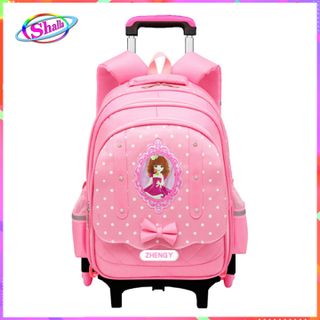 Balo cần kéo 6 bánh xe đa năng cho bé gái đi học có chức năng chống thắm nước chống Gù công chúa anh quốc cao cấp
