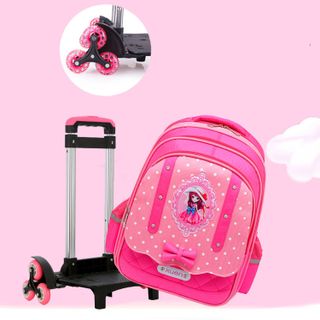 Balo cần kéo 6 bánh xe đa năng cho bé gái đi học có chức năng chống thắm nước chống Gù công chúa anh quốc cao cấp