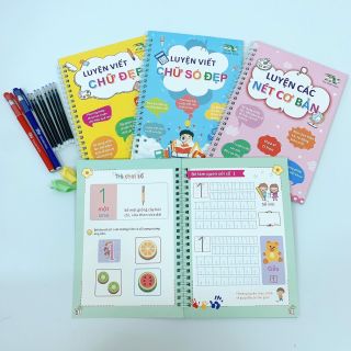 3 CUỐN VỞ TẬP VIẾT TỰ XÓA DÙNG ĐI DÙNG LẠI NHIỀU LẦN