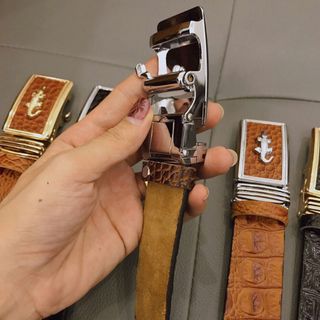 Dậy nịt thắt lưng da bò dập vân cá sâu khóa tự động