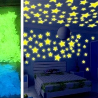 combo 100 ngôi sao dạ quang phát sáng trong đêm + 100 miếng băng keo 2 mặt . giá sỉ 13k/ 1 gói đủ màu lun