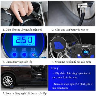 Bơm lốp Ô Tô Aikesi 2020 Áp Suất Điện Tử 35l/p - Bơm điện tự ngắt {bảo hành 3 tháng}