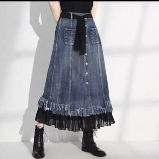 Chân váy denim voan