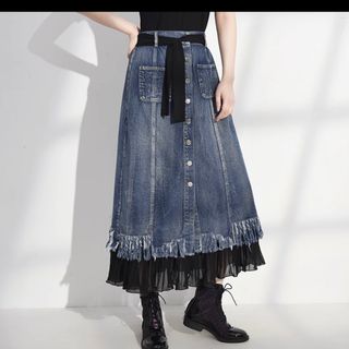 Chân váy denim voan