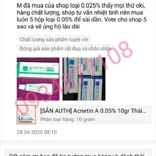 Acnetin A 0.025% kem đẩy mụn ẩn Retin A Thái mới tretinoin 0.025