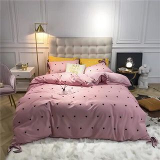 BỘ CHĂN GA GỐI COTTON HOAT TÍNH TIM NƠ