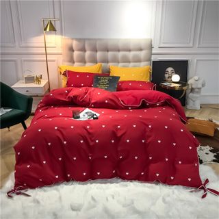 BỘ CHĂN GA GỐI COTTON HOAT TÍNH TIM NƠ