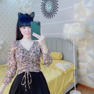 Áo voan lụa hoa dày mịn- hình chụp thật-bao bán