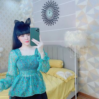 ÁO VOAN HOA Freesize &lt;55kg HÌNH CHỤP THẬT