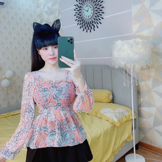 ÁO VOAN HOA Freesize &lt;55kg HÌNH CHỤP THẬT