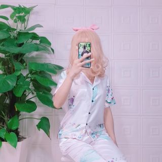 BN-HT105-Bộ ngủ lụa quần dài áo tay ngắn