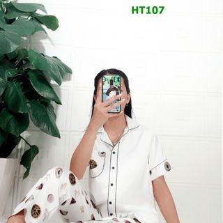 BN-HT107-Bộ ngủ lụa quần phối