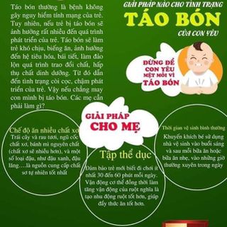 GIẢI PHÁP TRỊ TÁO BÓN CHO BÉ