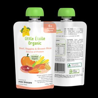 THỰC PHẨM DINH DƯỠNG HỮU CƠ Little Étoile Organic Beef, Veggies & Brown Rice Source of Protein