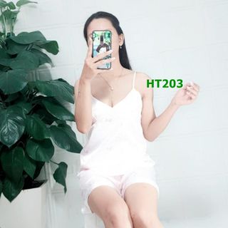 BN-HT203-Bộ ngủ lụa 2 dây quần đùi giá sỉ