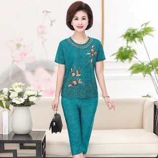 Bộ đồ trung niên nữ thời trang, hoạ tiết trẻ trung NV0265 giá sỉ