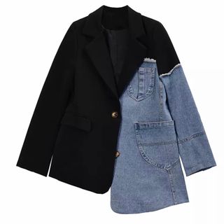 Áo vest nữ denim bất đối xứng