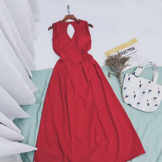 ĐẦM MAXI ĐỎ CHÉO LƯNG