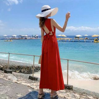 ĐẦM MAXI ĐỎ CHÉO LƯNG