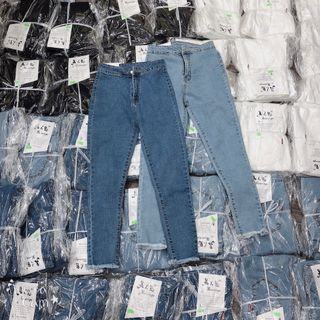 Quần jean co giãn lưng cao