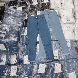 Quần jean co giãn lưng cao