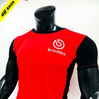 Áo thun xe máy phối sường Brembo đỏ