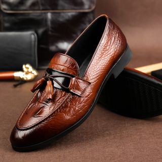 Giày tây nam nơ chuông chất da bò phối màu cực nét