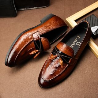Giày tây nam nơ chuông chất da bò phối màu cực nét