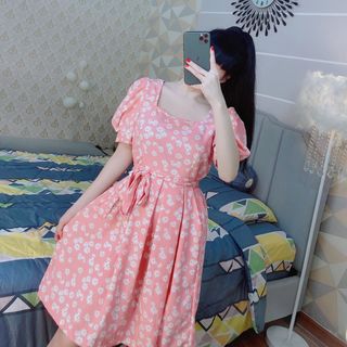 Đầm voan lụa hoa dày mịn