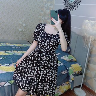Đầm voan lụa hoa dày mịn