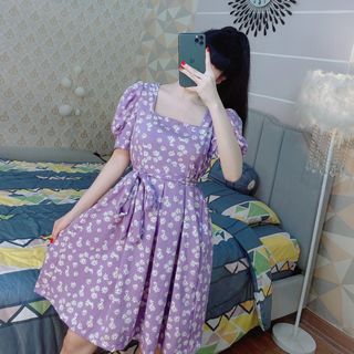 Đầm voan lụa hoa dày mịn