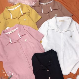 Áo thun cổ bẻ gân