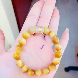 vòng tay đá mắt hổ mix lu bạch ngọc rát vàng