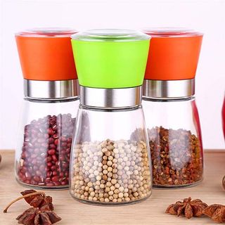 CỐI XAY TIÊU KIÊM ĐỰNG TIÊU ĐA NĂNG BẰNG THỦY TINH CÓ TAY CẦM VẶN TIỆN LỢI
