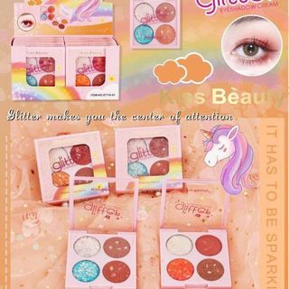 Phấn mắt nhũ kim tuyến 4 ô GLITTER KISS BEAUTY