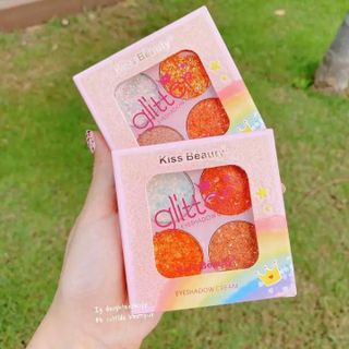 Phấn mắt nhũ kim tuyến 4 ô GLITTER KISS BEAUTY