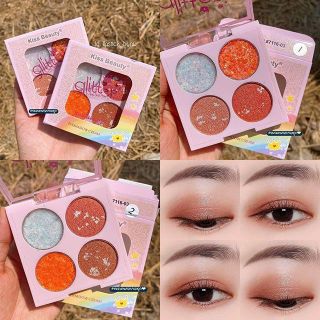 Phấn mắt nhũ kim tuyến 4 ô GLITTER KISS BEAUTY