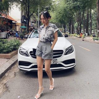 Set sơ mi hoa + quần cạp cao