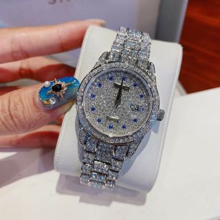 Đồng Hôg Davena Authentic Tròn Khảm Đá